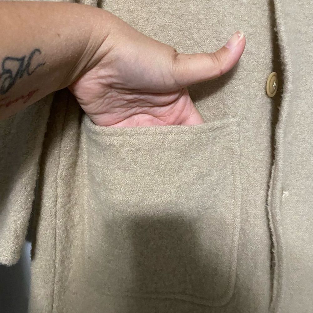DKNY tan wool button coat - Picture 6 of 11